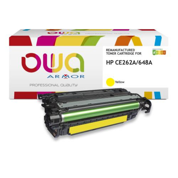 Toner reman OWA: HP Color Lj CP4025 4520 4525 11.000p. Std CE262A / 648A amarillo