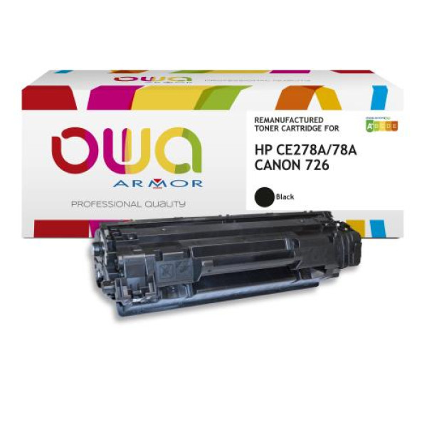 Toner reman OWA: HP Lj P1566 1601 CANON LBP 6200 3.200p. Jumbo CE278A / 78A / EP-726 (+capacidad)