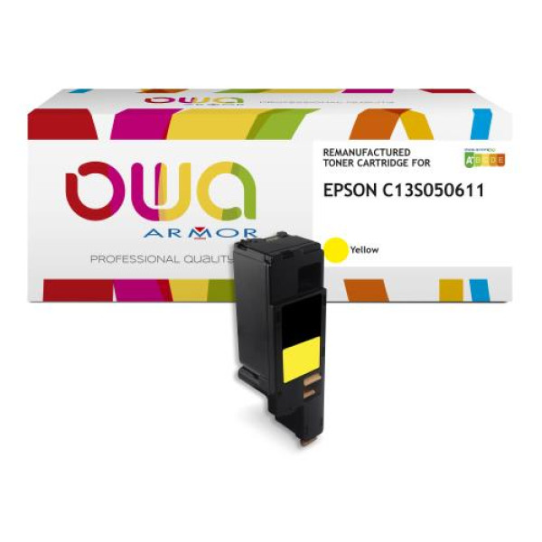 Toner reman OWA: EPSON AL C1700 C1750 CX17 1.400p. HC C13S050611 amarillo