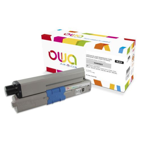 Toner reman OWA: OKI C310 C330 C510 C530 MC351  3.500p. Std 44469803 negro