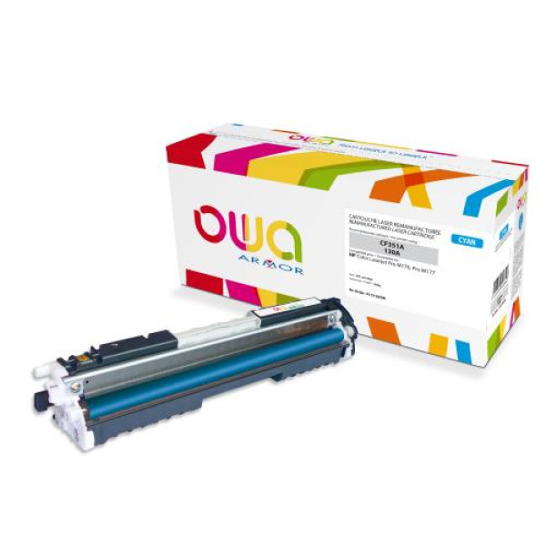 Toner reman OWA: HP Color Lj Pro M176 M177 1.000p. Std CF351A / 130A cyan