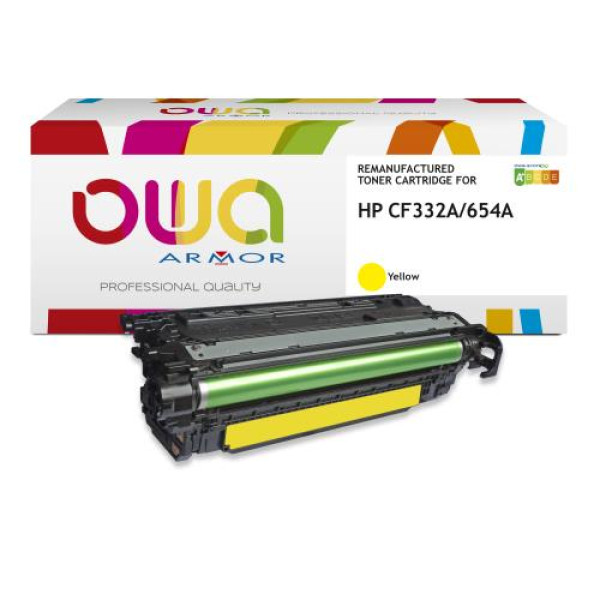 Toner reman OWA: HP Color Lj Ent M651 15.000p. Std CF332A / 654A amarillo