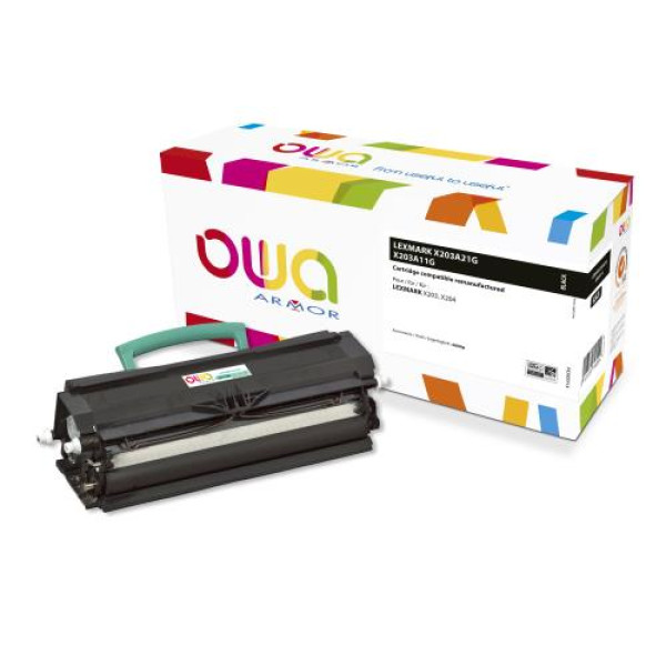 Toner reman OWA: LEXMARK X203 X204 6.000p. Jumbo X203A11G (+capacidad)