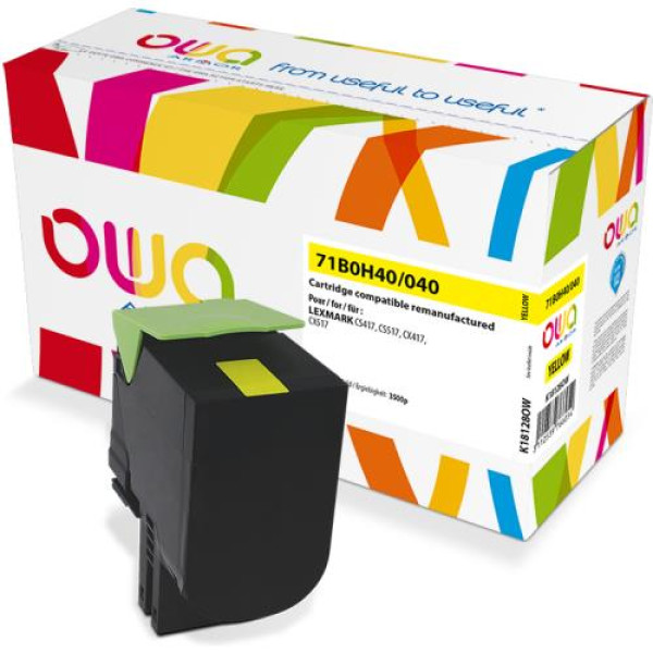 Toner reman OWA: LEXMARK CS417 CS517 CX417 CX517 3.500p. HC 71B2HY0 amarillo