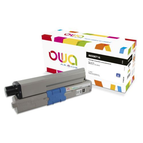 Toner reman OWA: OKI C332 MC363 1.500p. Std 46508716 negro