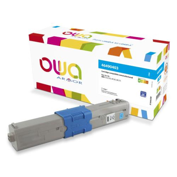 Toner reman OWA: OKI C532 C542 MC563 MC573 1.500p. Std 46490403 cyan