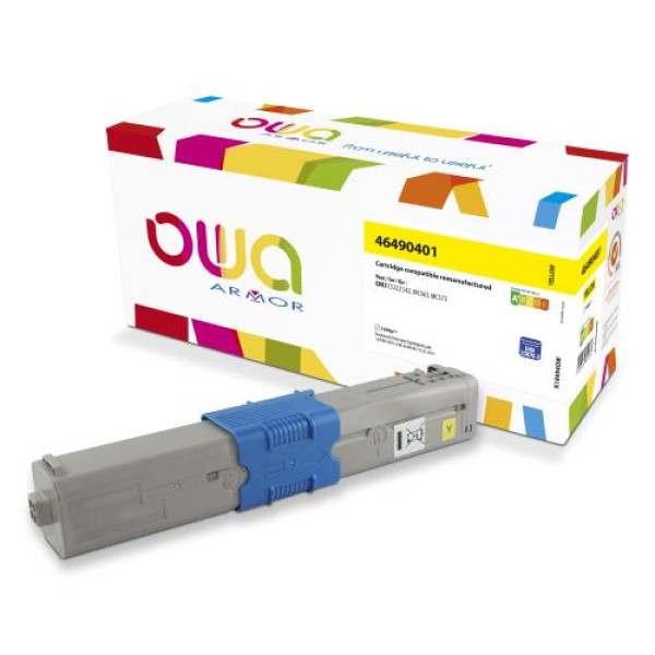 Toner reman OWA: OKI C532 C542 MC563 MC573 1.500p. Std 46490401 amarillo