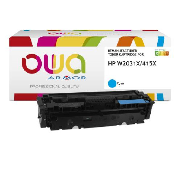 Toner reman OWA: HP Color Lj M454 M479 M480 6.000p. HC W2031X / 415X cyan