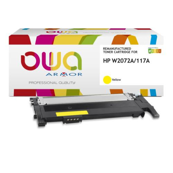 Toner reman OWA: HP Color 150a 150nw 178nw 179fnw 1.000p. Jumbo W2072A / 117A amarillo