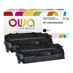 (2) Toner reman OWA: HP Lj P2050 P2055 CAN.LBP6650 2x6.500p. HC CE505XD / 05X  dual-pack