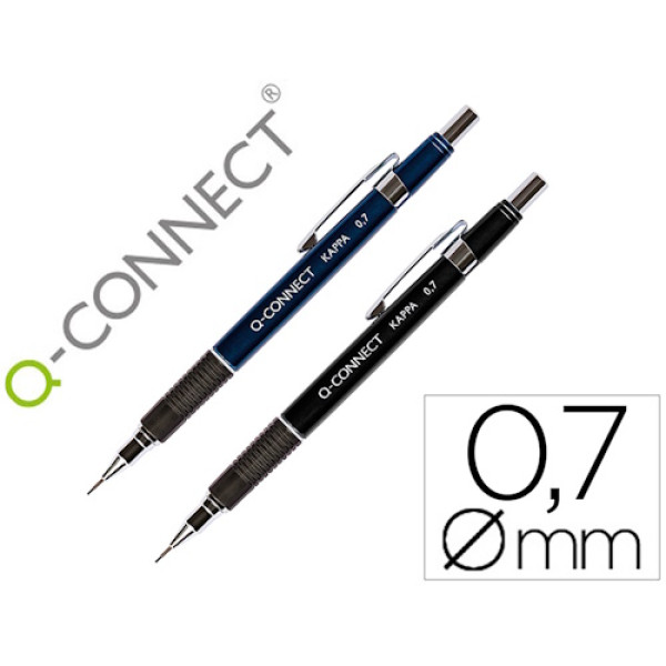 Portaminas Q-CONNECT Kappa sujeción caucho 0.7mm, punta retráctil, color azul o negro