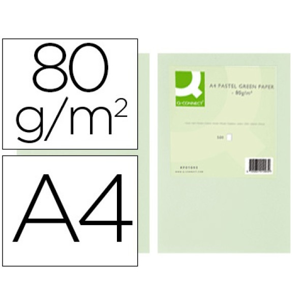 Papel Q-CONNECT 500A4  80g. color verde (72054)