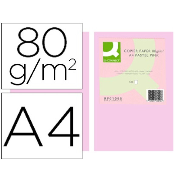 Papel Q-CONNECT 500A4  80g. color rosa (72055)