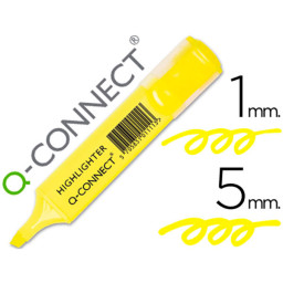 Rotulador Q-CONNECT marcador fluorescente amarillo punta biselada, trazo 1mm-5mm