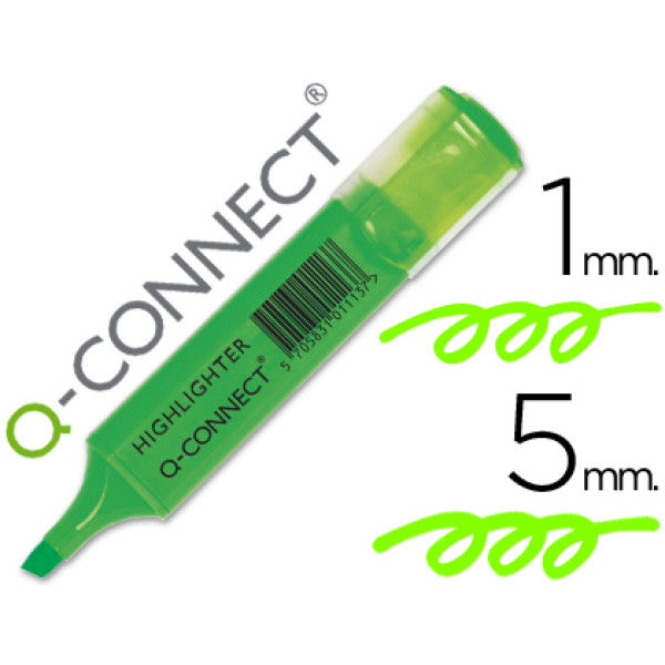 Rotulador Q-CONNECT fluorescente VERDE punta biselada