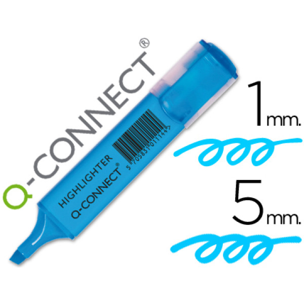 Rotulador Q-CONNECT fluorescente AZUL punta biselada