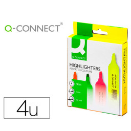 (4) Rotulador Q-CONNECT fluorescente surtidos punta biselada