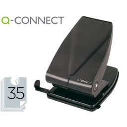 Taladrador Q-CONNECT - 2 taladros abertura 3,5mm, para 35h., color negro (25518)