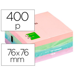 (4) Blocs de 100 notas Q-CONNECT adhesivas 76x76mm colores suaves QUICK NOTES PASTEL (400notas)