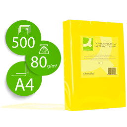 (500) Folios Q-CONNECT DIN  A4 Amarillo 80 gr.