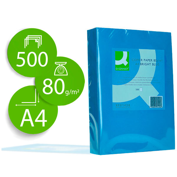 (500) Folios Q-CONNECT DIN  A4 Azul 80 gr.