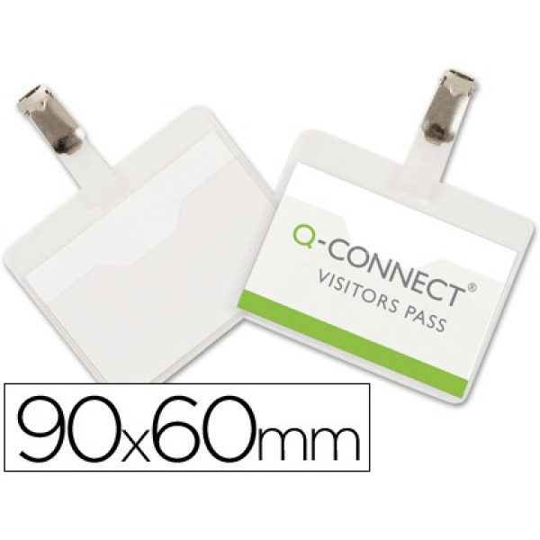 Identificador Q-CONNECT con pinza e imperdible 60 x 90 mm.