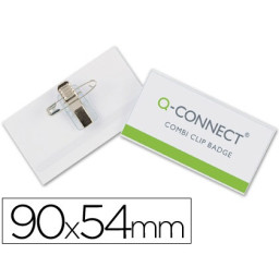 Identificador Q-CONNECT con pinza e imperdible 54 x 90 mm.