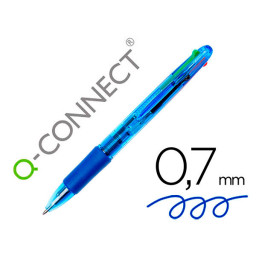 Boligrafo Q-CONNECT 4 en 1 tinta 4 colores retract on sujecion de caucho.