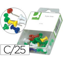 (25) señalizador planos Q-CONNECT colores surtidos, chincheta con cabeza, push pins