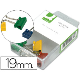 Pinza metálica Q-CONNECT reversible 19mm  #1 (caja 6un de colores surtidos)