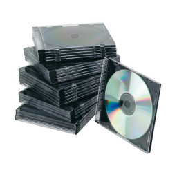 Caja para CD Q-CONNECT slim interior en negro Pack de 25 unidades