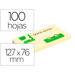 (1) Bloc de 100 notas adhesivas Q-CONNECT 127x76mm amarillo QUICK NOTES