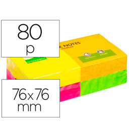 (12) Blocs de 80 notas adhesivas Q-CONNECT 76x76mm colores fluorescentes QUICK NOTES (960notas)