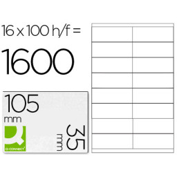 Etiqueta adhesiva Q-CONNECT 105x35mm DIN A4 100h x 16et/h =1.600et.  copy/laser/inkjet
