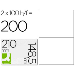 Etiqueta adhesiva Q-CONNECT 210x148.5mm DIN A4 100h x 2et/h =200et.  copy/laser/inkjet