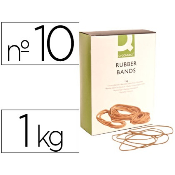 Caja gomas elásticas Q-CONNECT nº 10  1 Kg. Rubber bands