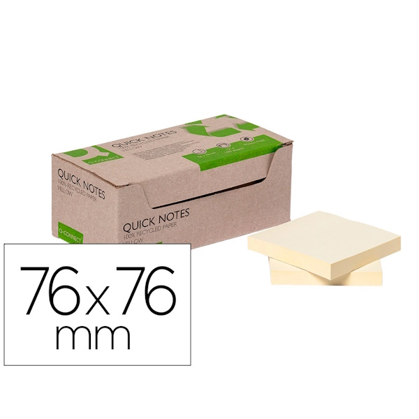 (1) Blocs 100 notas adhesivas QUICK NOTES 76x76mm amarillo - papel 100% reciclado