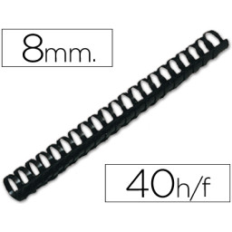 (100) canutillos Q-CONNECT negros 8mm 40h. plastico