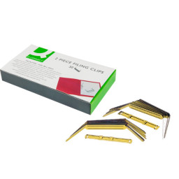 Encuadernador fastener Q-CONNECT dorado (50un) metálicos 50mm con lengüeta y compresor