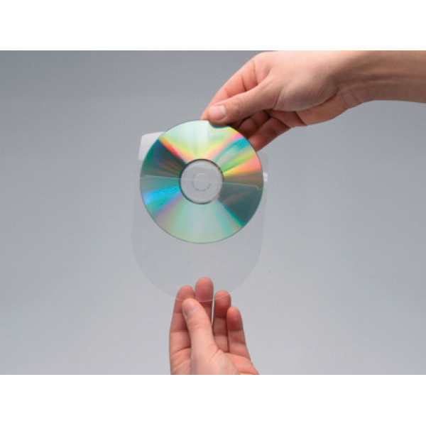 Pack 10 fundas autoadhesivas CD/DVD transparentes con solapa