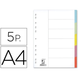 Separador Q-CONNECT cartulina DIN A4 5 sep.  multitaladro