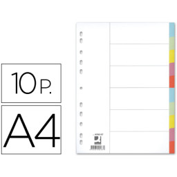 Separador Q-CONNECT cartulina DIN A4 10 sep.  multitaladro