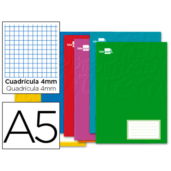 Libreta LIDERPAPEL SMART A5 32 hojas 60g/m2 cuadrícula 4mm con margen