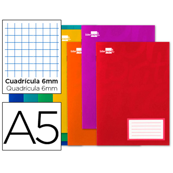Libreta LIDERPAPEL SMART A5 32 hojas 60g/m2 cuadrícula 6mm con margen