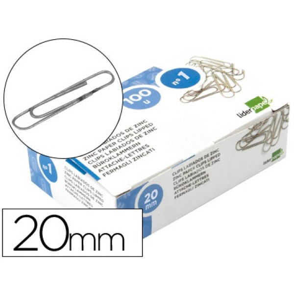 (100) Clips LIDERPAPEL labiados #1 -  20mm (02304)