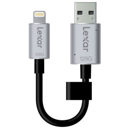 LEXAR JumpDrive C20i 128GB - USB 3.0 + Lightning iPhone/iPad, cable carga, Lect.95MB/s, Escr.20MB/s