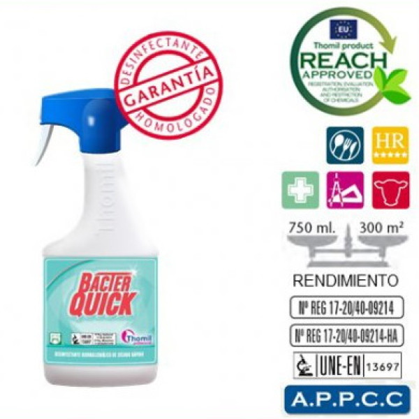 BACTERQUICK desinfectante hidroalcohólico en spray de 750ml para superficies, de secado rápido #PROMO