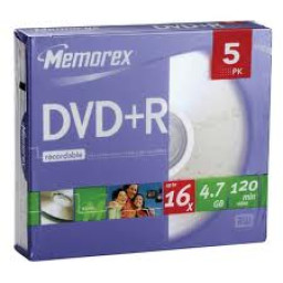 (5) DVD+R MEMOREX 4,7GB 16x slim SJC * (M00281)