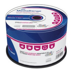 (T50) CD-R MEDIARANGE 700MB 80min 52x speed imprimible inkjet fullsurface - Tarrina-50
