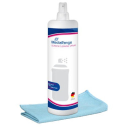 MEDIARANGE bote spray 250ml limpieza pantalla y paño microfibra 40x40cm